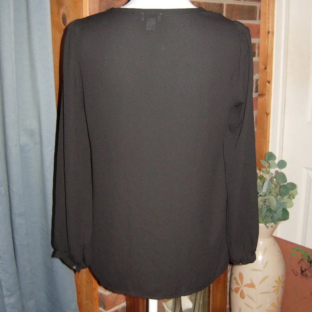 J. Crew Black Long Sleeve V-Neck Top XS